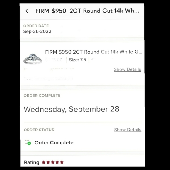 $1500  2CT Round Cut 14k White Gold Simulated Ring - Picture 10 of 10